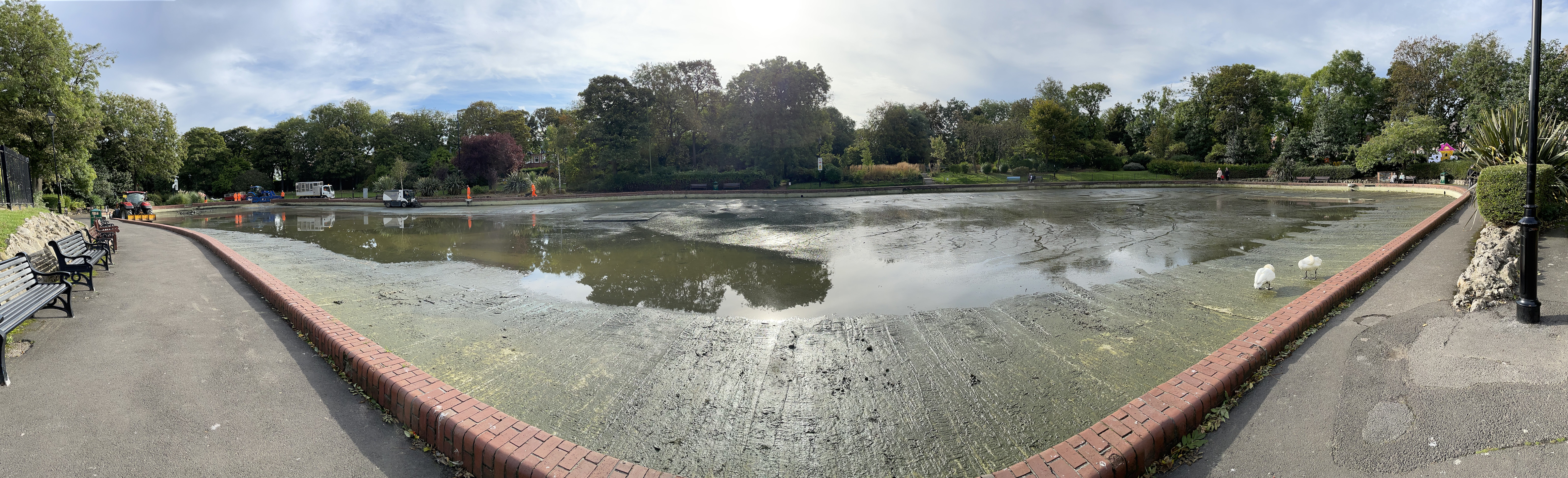 Picture showing Lake empty and the heavy machinery doing its job. 10:30am Friday Oct 8th